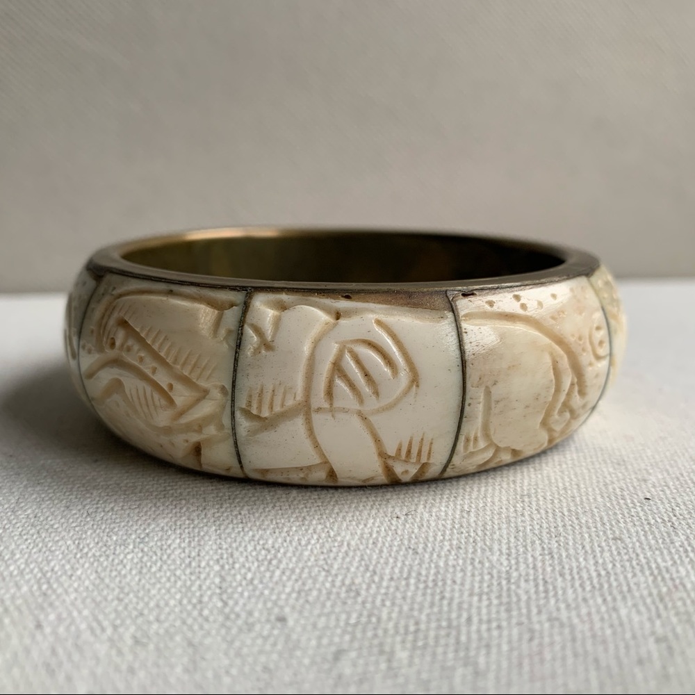 Bone and brass handmade bracelet bangle